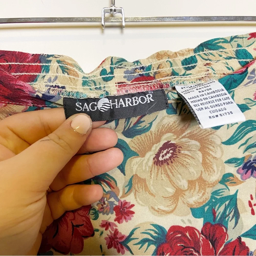 Vintage 90s Sag Harbor Floral Print Midi Skirt - Picture 6 of 7